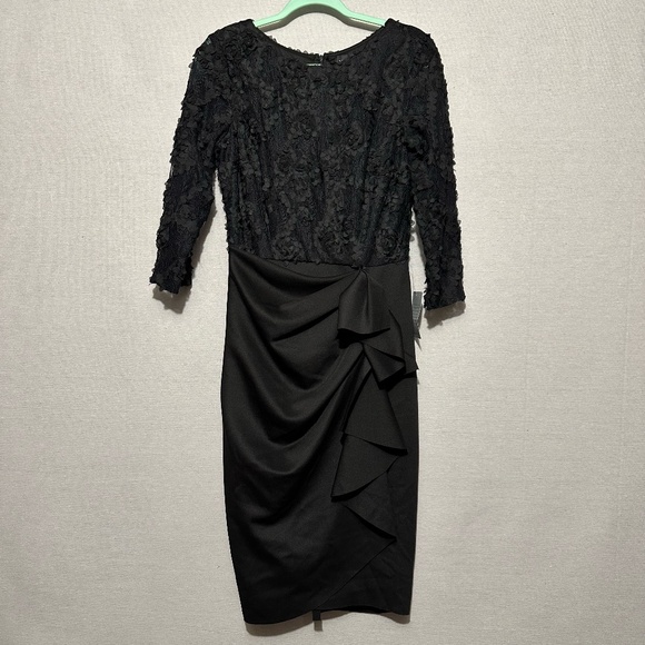 NWT Xscape Ruffle Floral Applique Cocktail Dress - size 10 - Picture 1 of 5